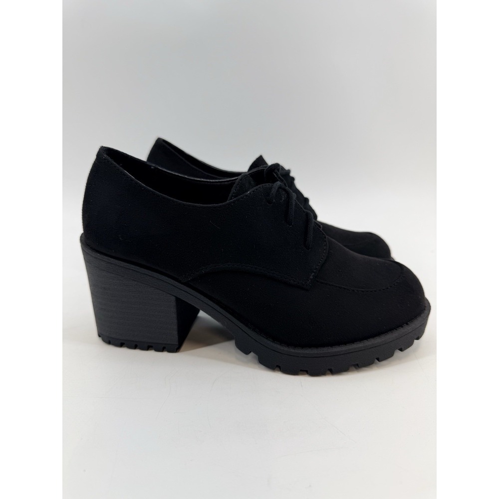 UNR8ED Black Faux Suede Chunky Hill Lace Up Oxford Women's 7.5